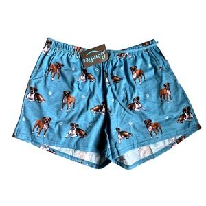 Comfies Boxer Dog Print Pajama Shorts Blue Heathered XL New